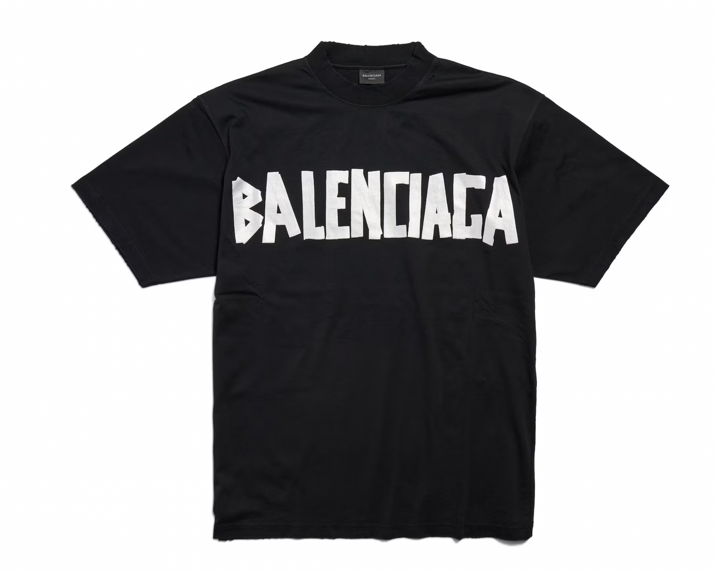 Balenciaga Distressed Tape Type Logo T-Shirt Black