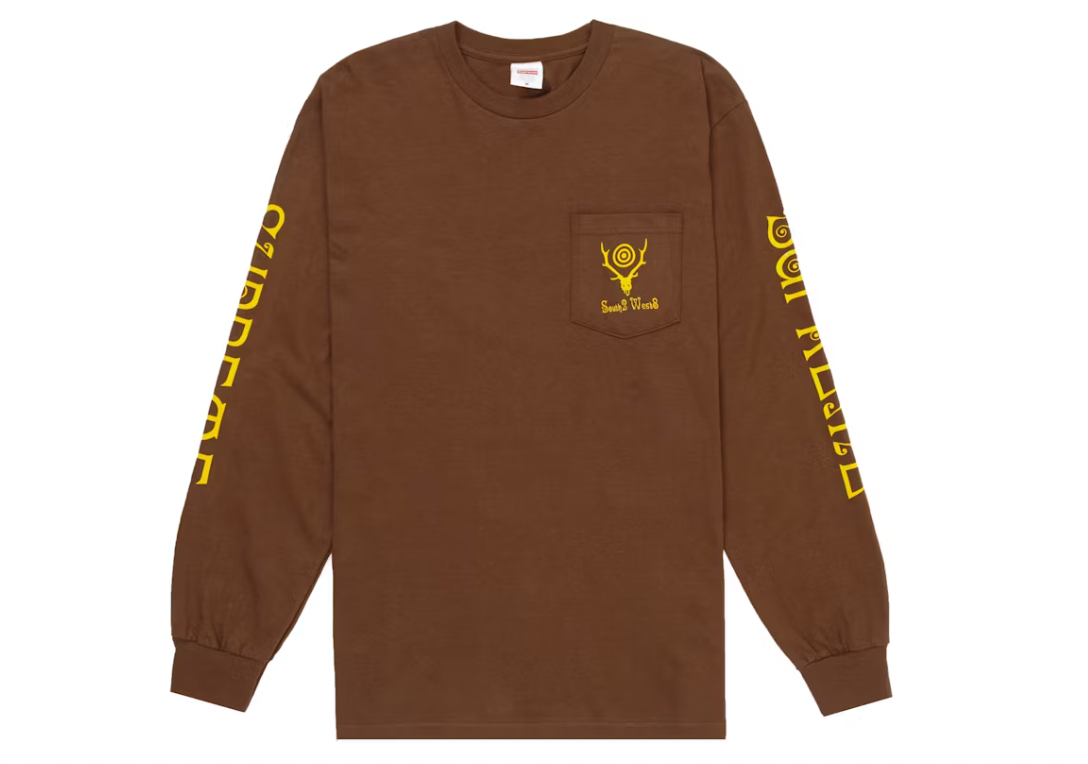 Supreme SOUTH2 WEST8 L/S Pocket Tee Brown