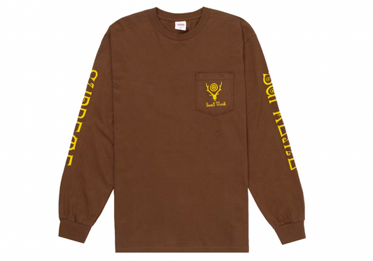 Supreme SOUTH2 WEST8 L/S Pocket Tee Brown