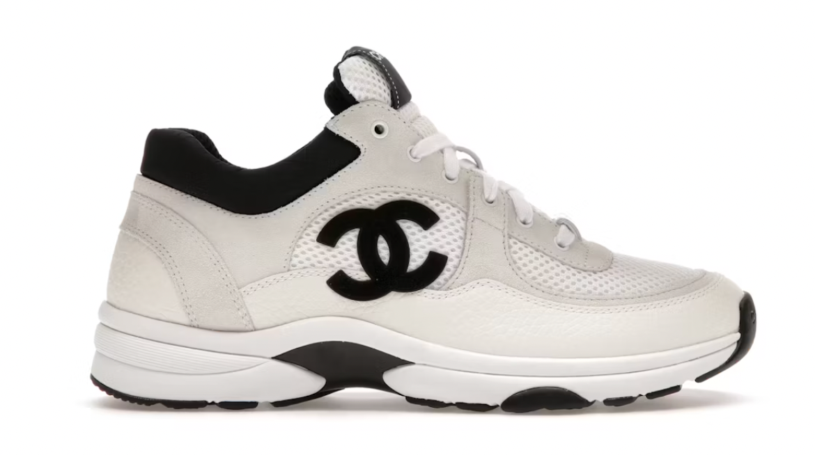 Chanel Low Top Trainer Suede White Black
