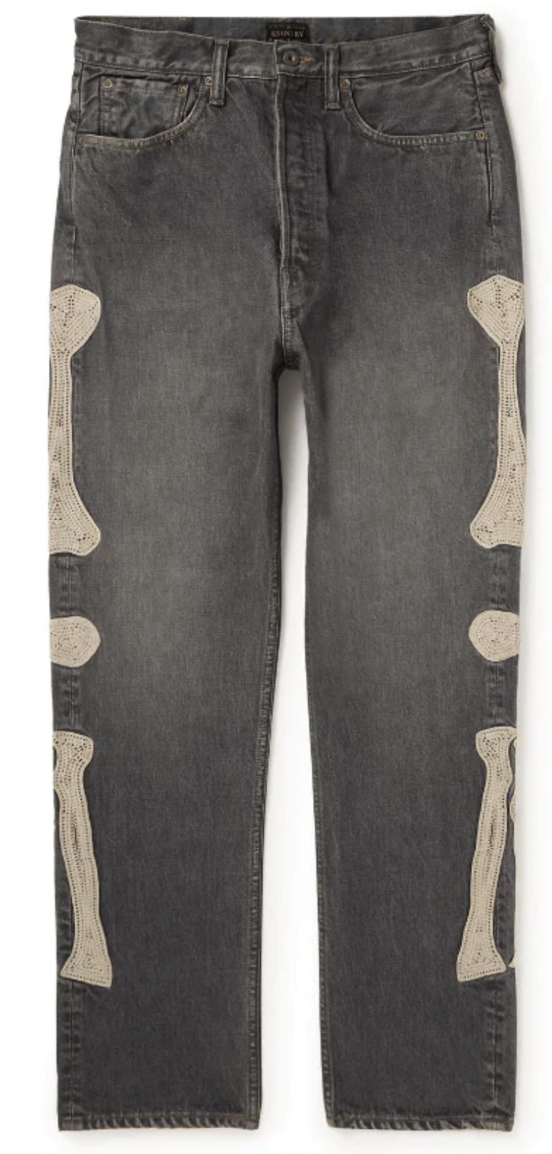 Kapital Skeleton Bone Jeans Washed Black White