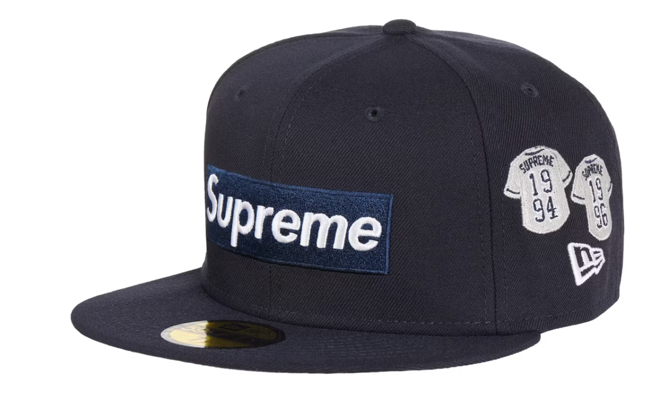 Supreme Jerseys Box Logo New Era Fitted Hat Navy