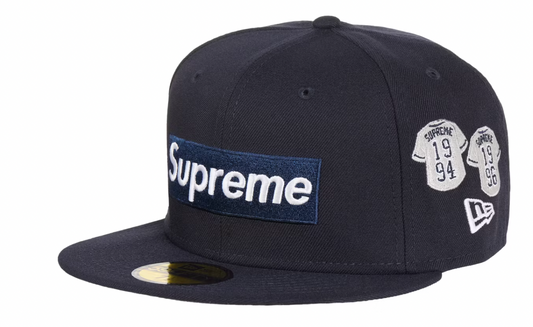 Supreme Jerseys Box Logo New Era Fitted Hat Navy