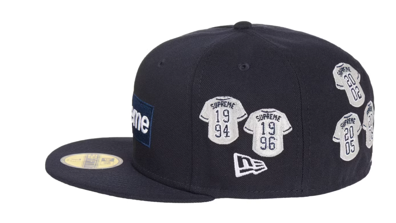 Supreme Jerseys Box Logo New Era Fitted Hat Navy