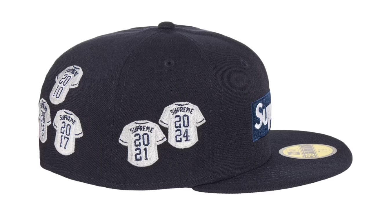 Supreme Jerseys Box Logo New Era Fitted Hat Navy