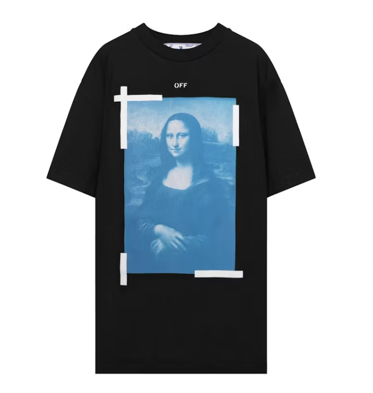 Off White Blue Mona Lisa T-Shirt Black