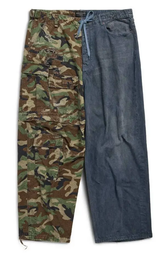 Balenciaga Dark Camo Hybrid Baggy Pants Dark Blue