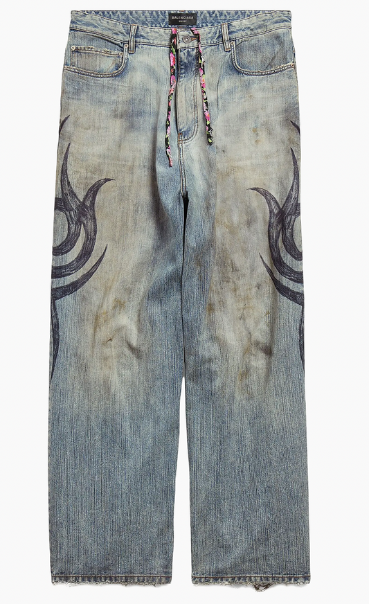 Balenciaga Tattoo Y2k Stretched Knee Baggy Pants