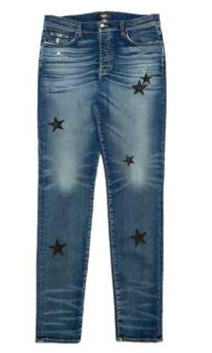 Amiri Leather Star Patch Jeans Dark Indigo