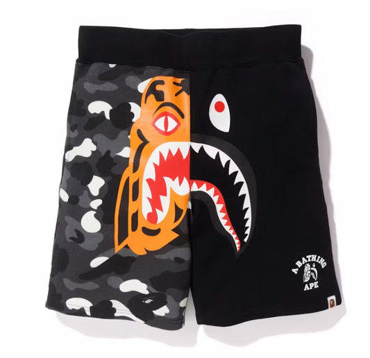 BAPE City Camo Tiger Shark Sweat Shorts Black