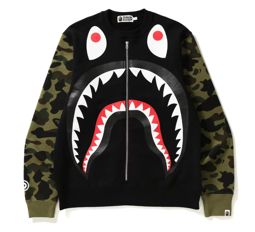 BAPE Metal Zip Big Shark Wide Crewneck Crewneck Black/Green