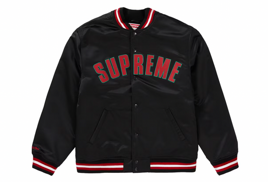 Supreme Mitchell & Ness Satin Varsity Jacket Black