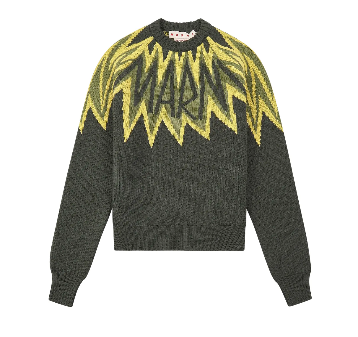 Marni Fire Island Logo Roundneck Sweater Leaf Green