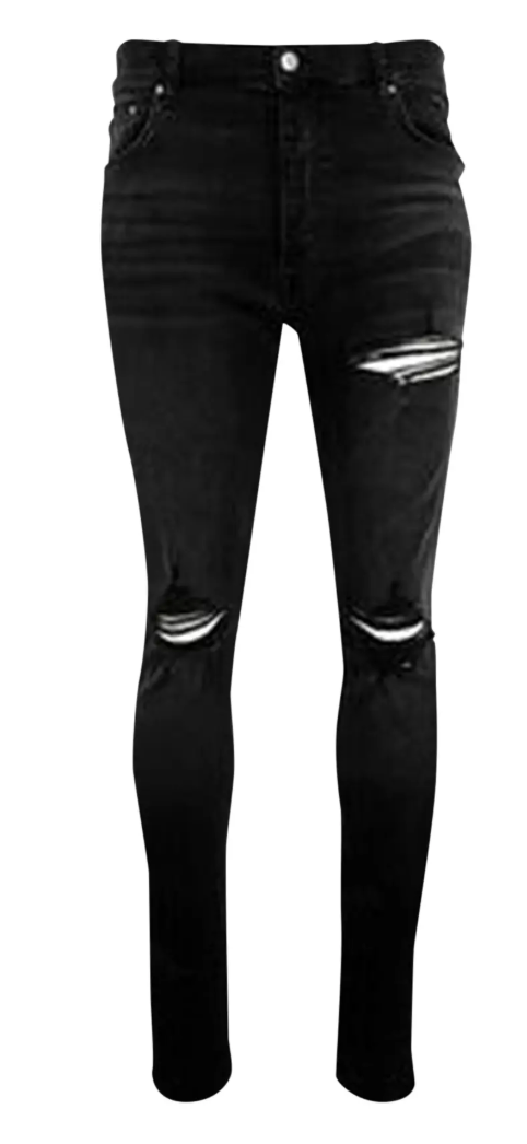 Amiri MX1 Grey Suede Patch Jeans Vintage Black