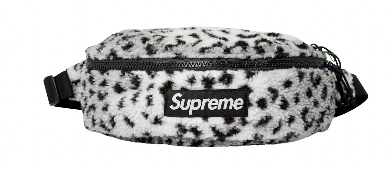 Supreme Leopard Fleece Waist Bag White
