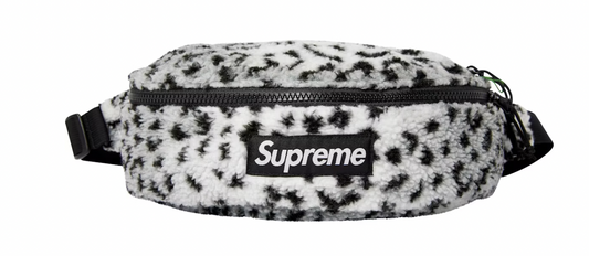 Supreme Leopard Fleece Waist Bag White
