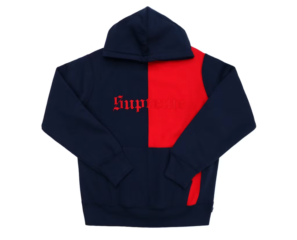 Supreme Split Old English Hooded Sweatshirt Navy