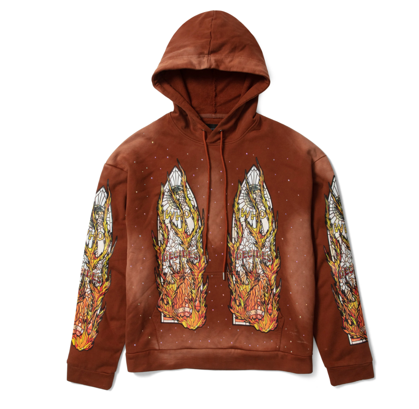 Who Decides War Flame Glass Hoodie Brown