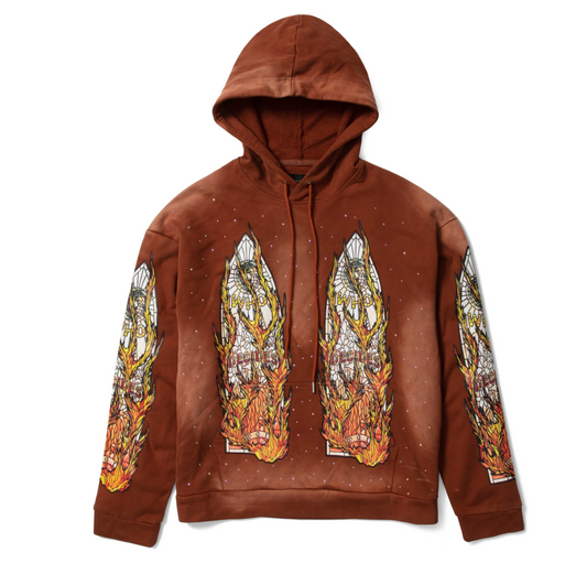Who Decides War Flame Glass Hoodie Brown