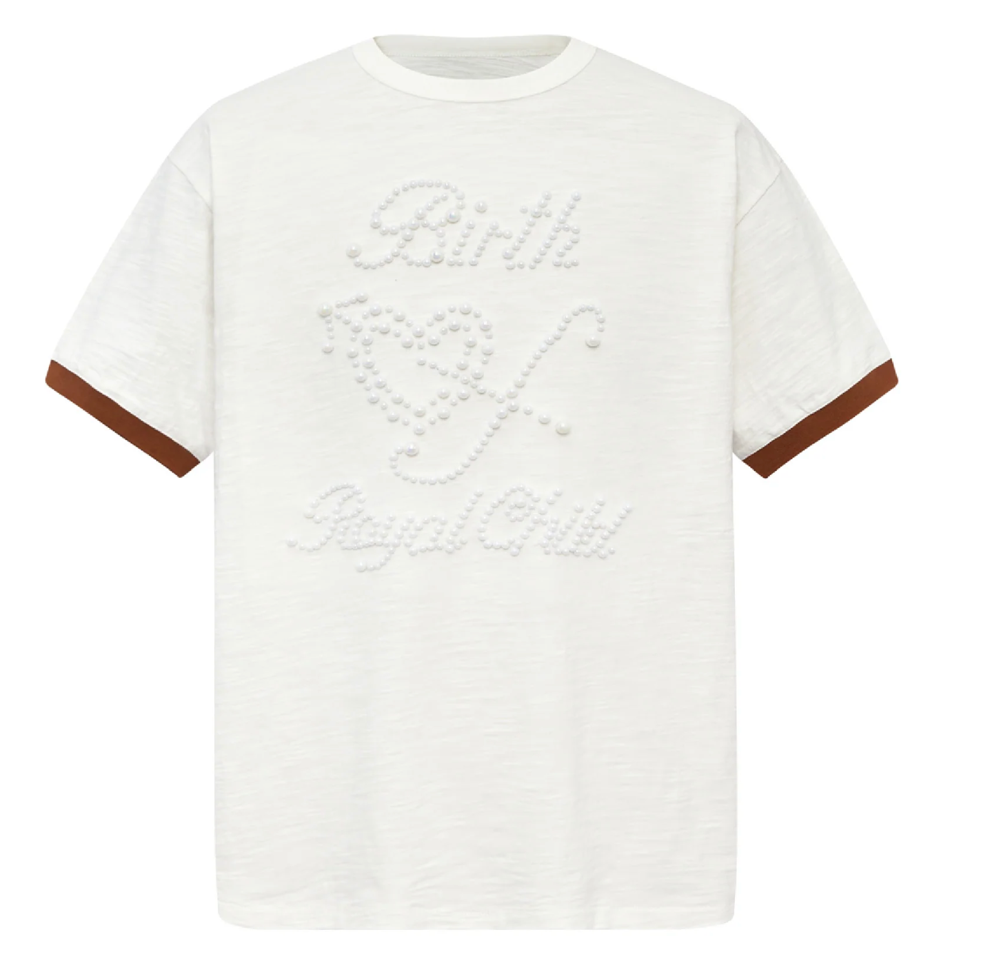 Birth of A Royal Child Pearl Patchwork T-Shirt White