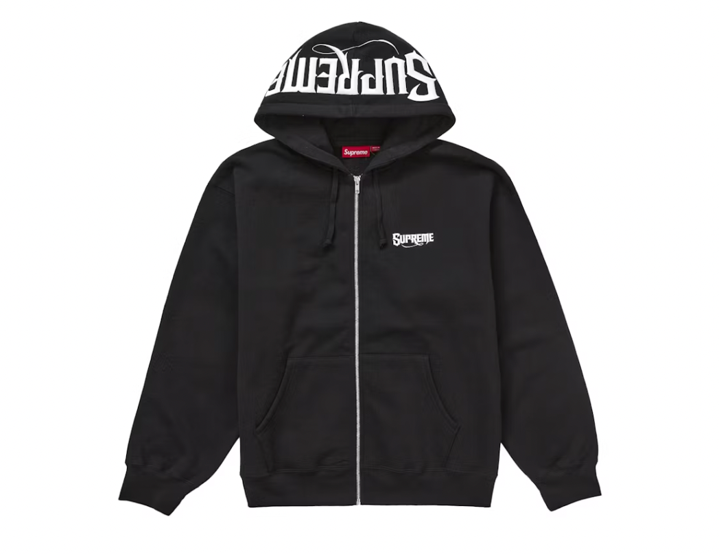 Supreme Mister Cartoon Zip Up Hooded Sweatshirt Black
