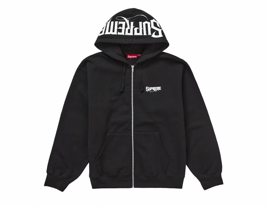 Supreme Mister Cartoon Zip Up Hooded Sweatshirt Black