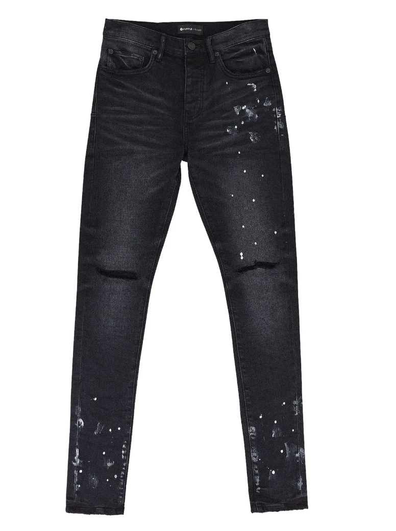 Purple Brand Resin Knee Slit Skinny Jeans Black