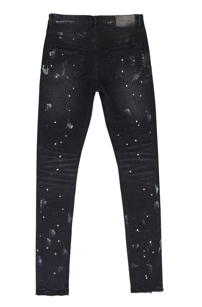 Purple Brand Resin Knee Slit Skinny Jeans Black