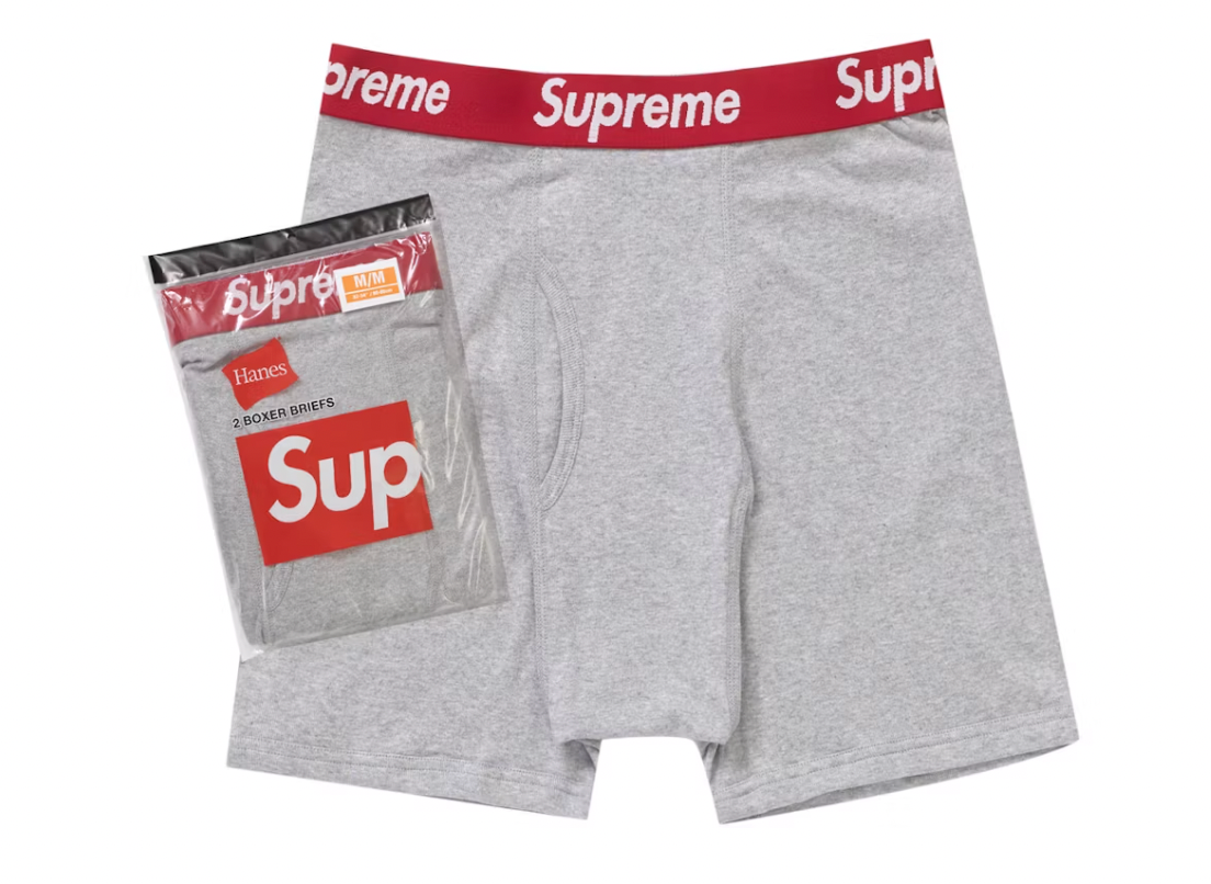 Supreme Hanes Boxer Briefs (2 Pack) Heather Grey