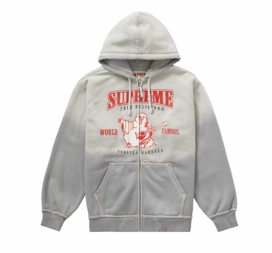 Supreme True Religion Zip Up Hooded Sweatshirt Light Grey
