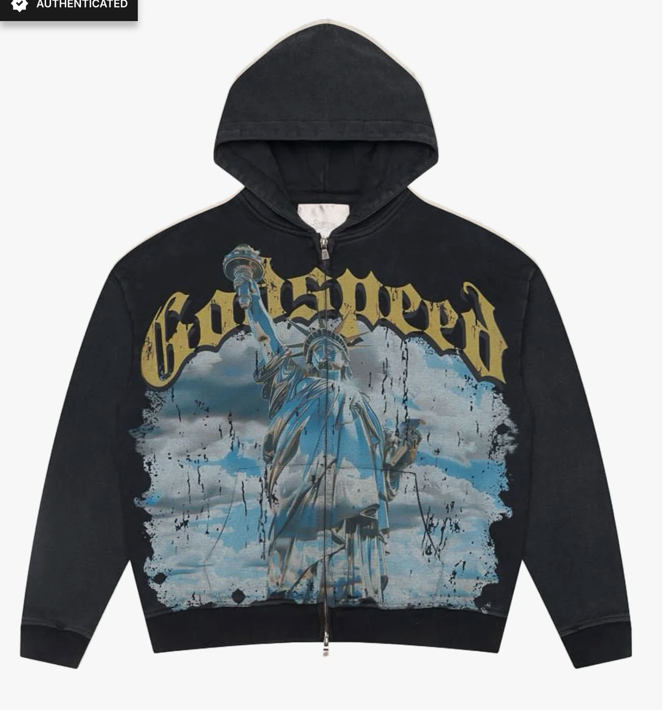 Godspeed Chrome Liberty Zip Up Hoodie Washed Black