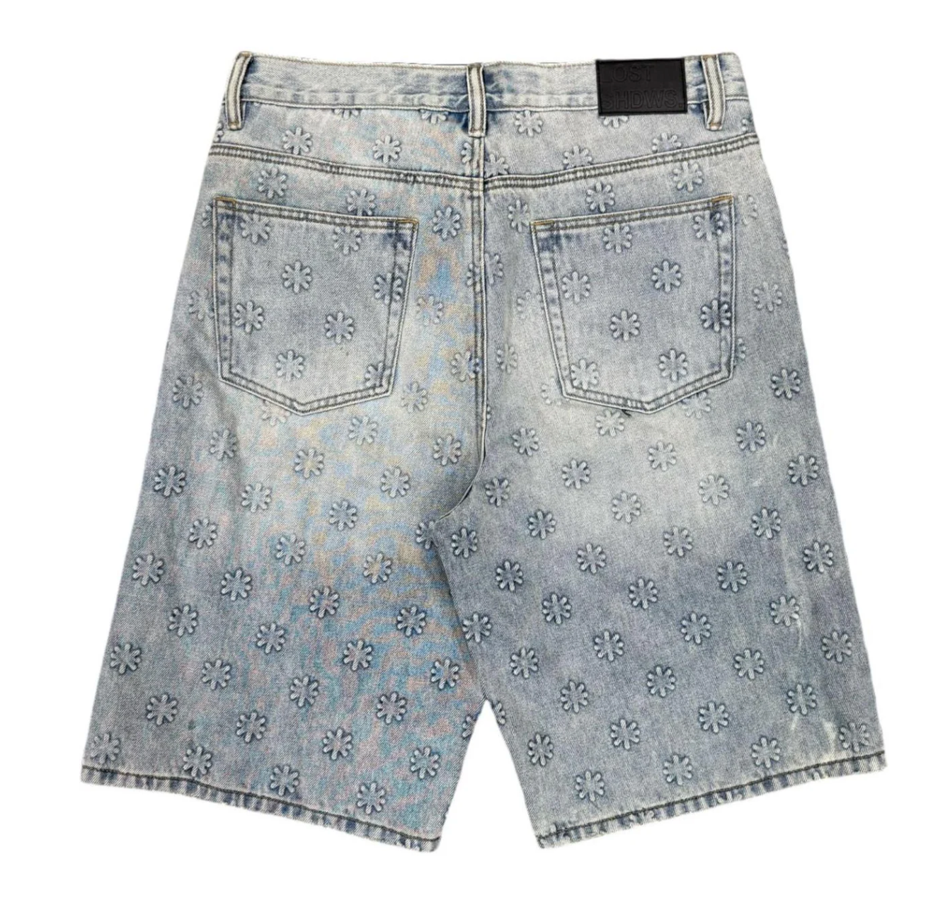 Lost Shdws Embossed Jean Shorts Blue