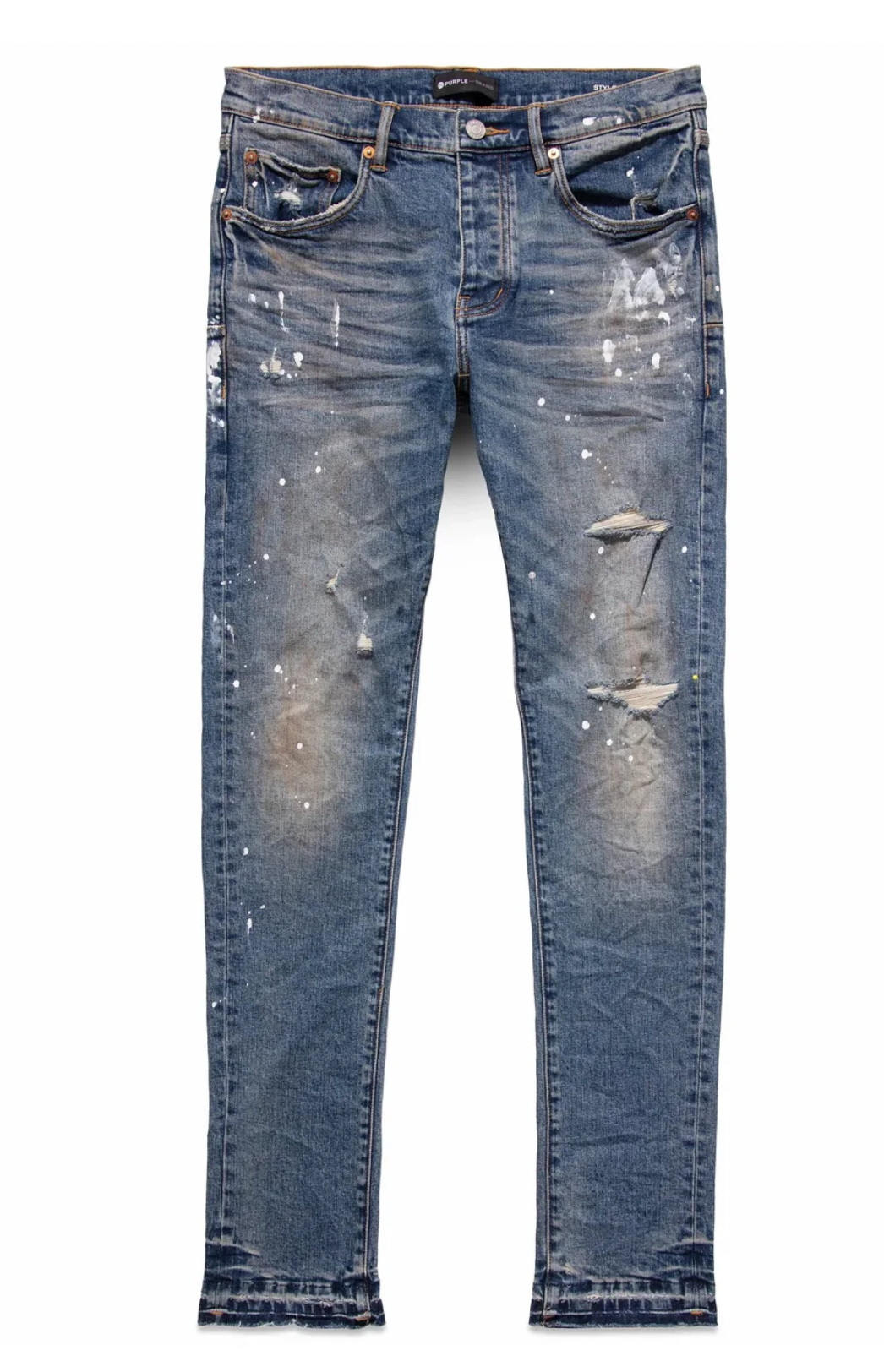 Purple Brand P001 Indigo Dirty Vintage White Paint Jeans
