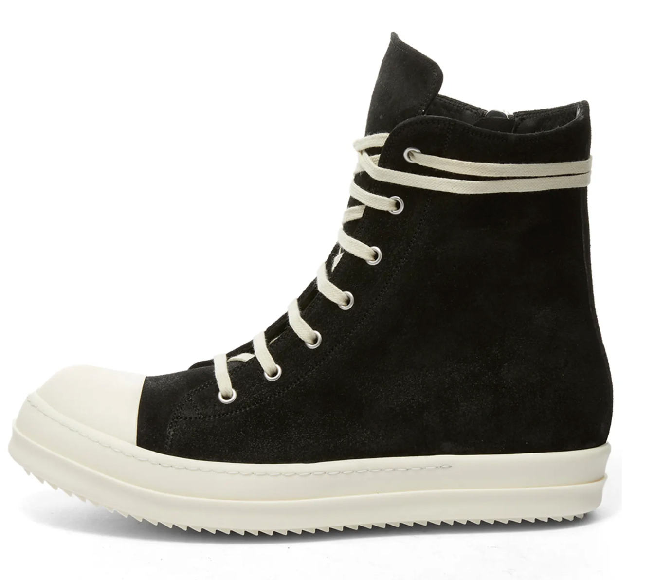 Rick Owens Strobe Suede High Sneaker Black & White