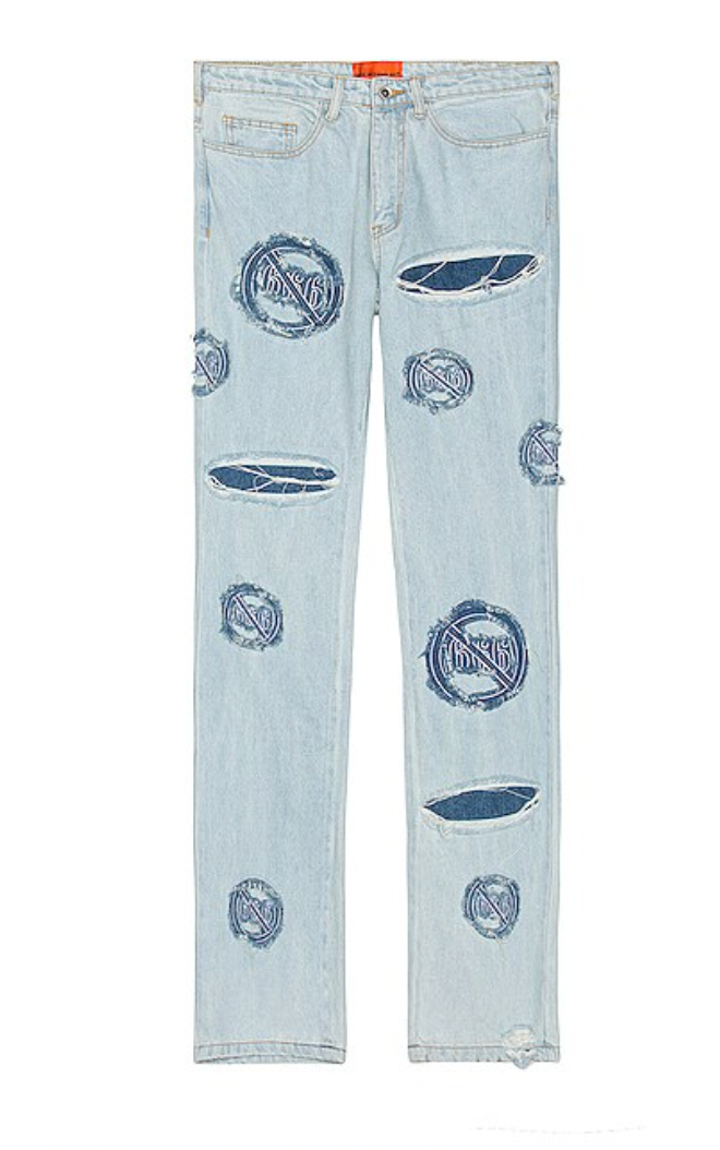 Who Decides War Anti 666 Logo Denim Jeans