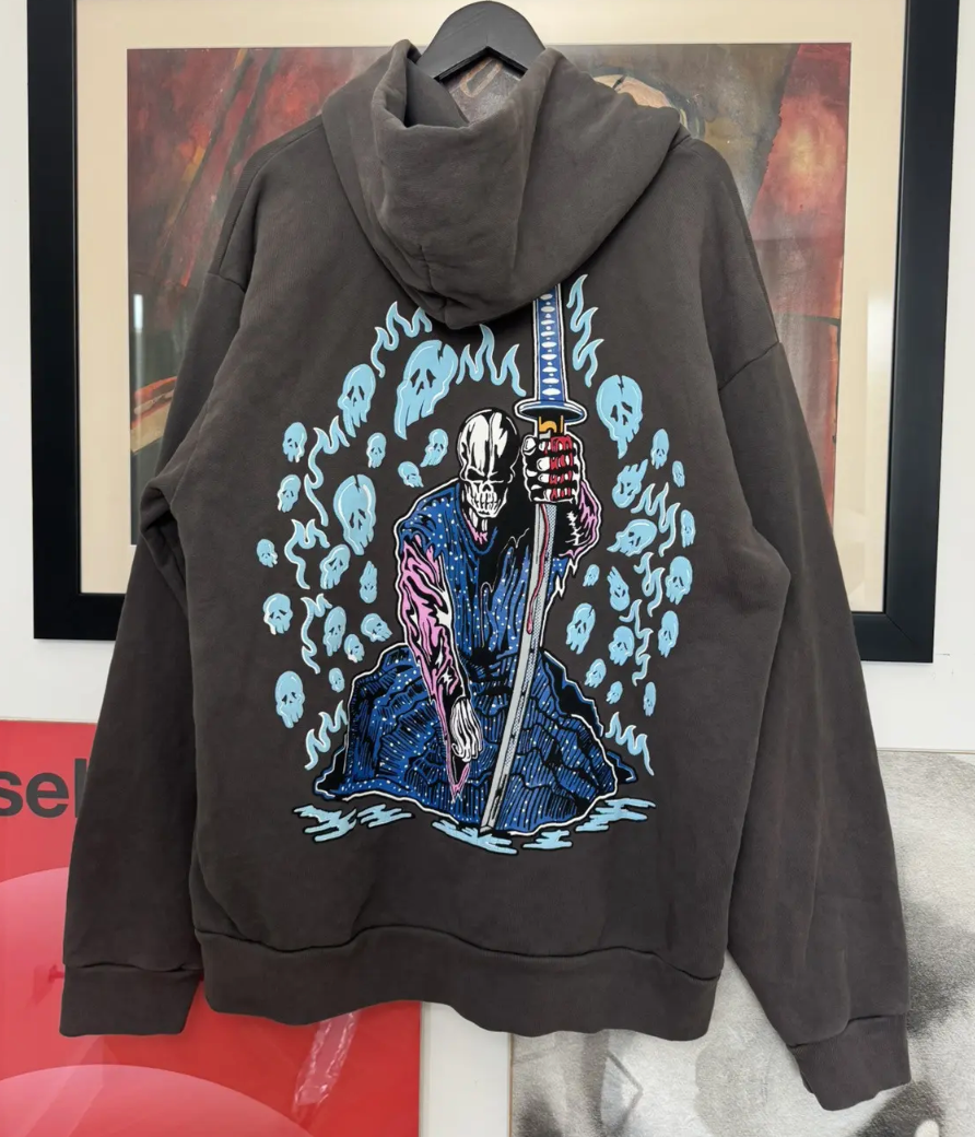 Warren Lotas Death Life Eyes Hoodie Skeleton Samurai Brown