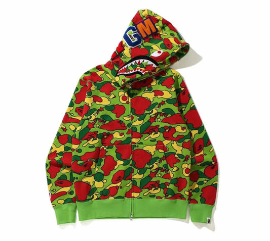 BAPE Sta Camo Shark Full Zip Hoodie Green