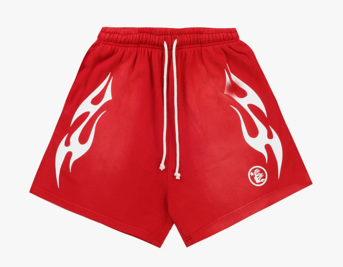 Hellstar Flame Shorts Red White