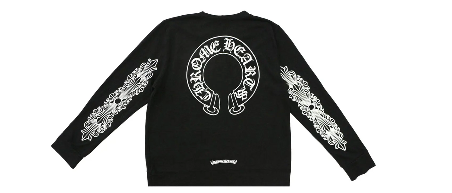 Chrome Hearts Horseshoe Long-Sleeve T-Shirt Black/White