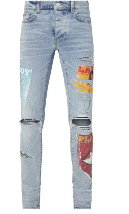 AMIRI Denim Playboy Magazine Skinny Jeans Blue