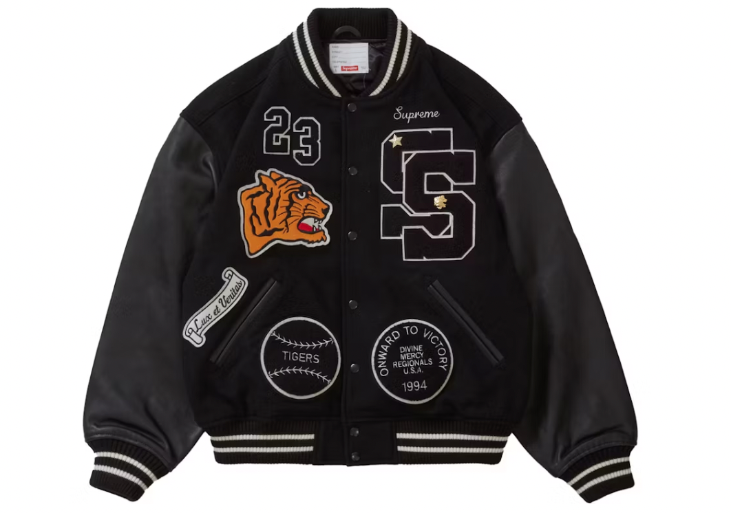 Supreme Tiger Varsity Jacket Black
