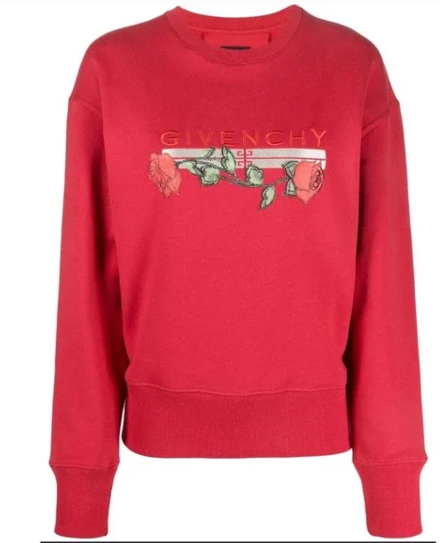 Givenchy Rose Print Crewneck Red