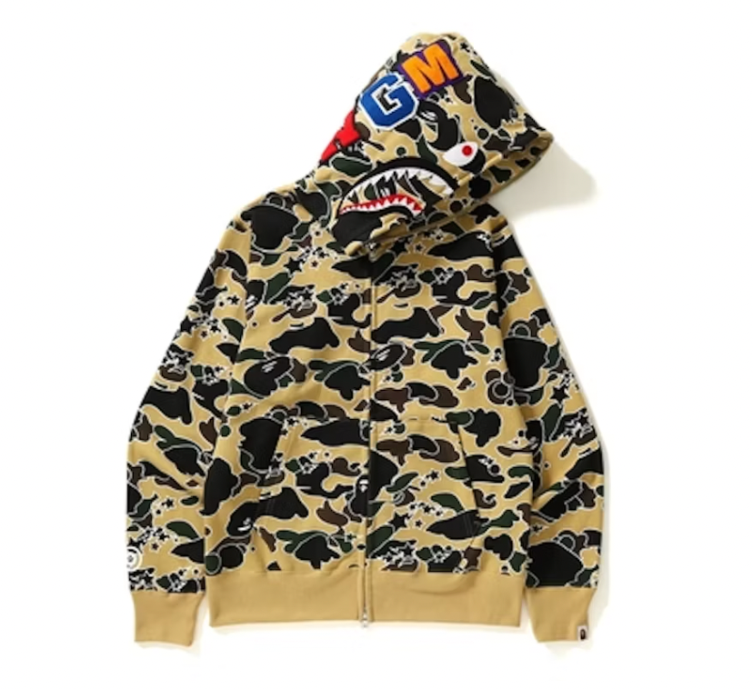 Bape Sta Camo Shark Full Zip Hoodie Yellow