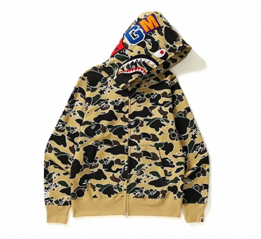 Bape Sta Camo Shark Full Zip Hoodie Yellow