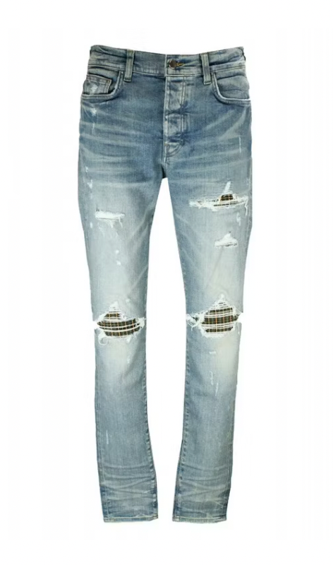 Amiri MX1 Plaid Patch Jeans Clay Indigo Green