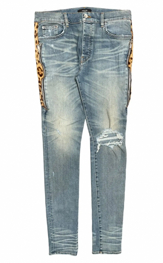AMIRI Leopard Half Track Broken Jeans Classic Indigo