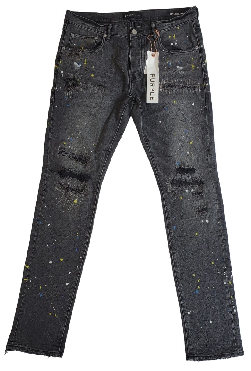 Purple Brand P001 Distressed Black Gray Jeans