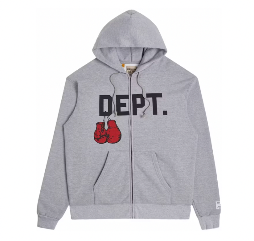 Gallery Dept. Boxing Merch Zip Hoodie Heather Grey