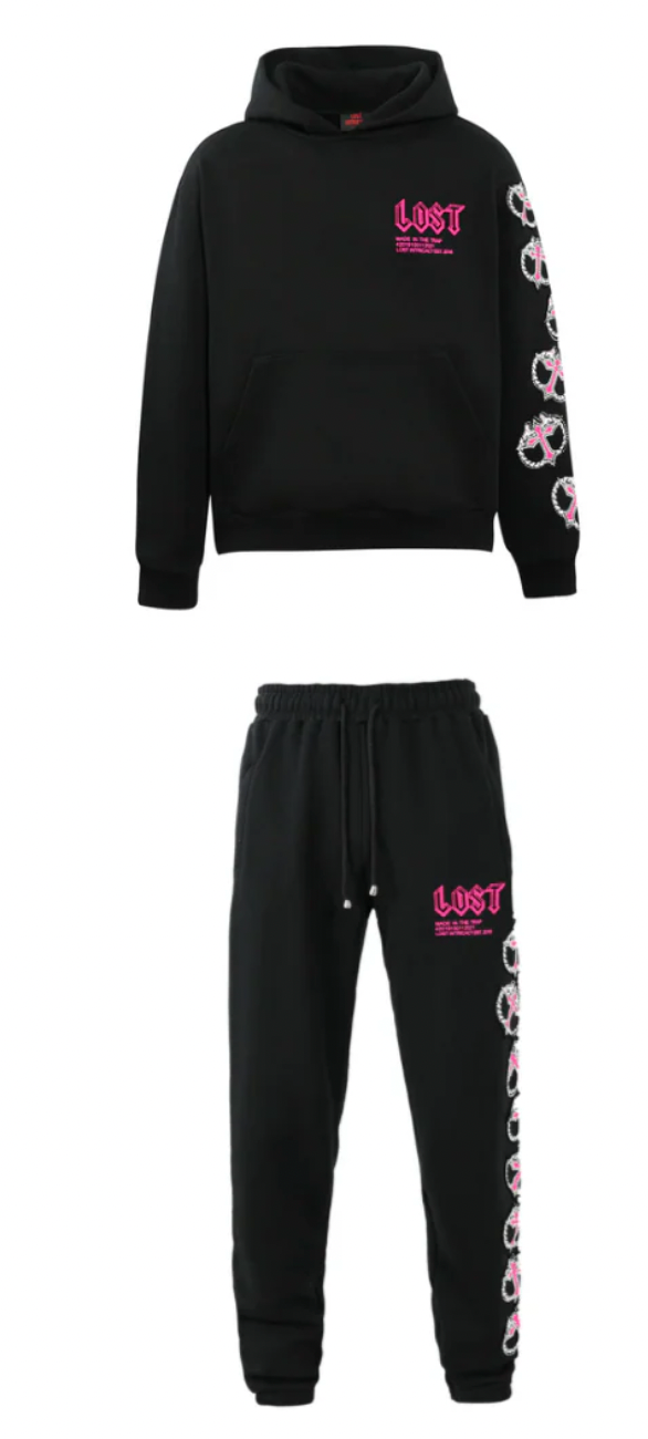 Lost Intricacy Black/Pink Mitt Sweatsuit