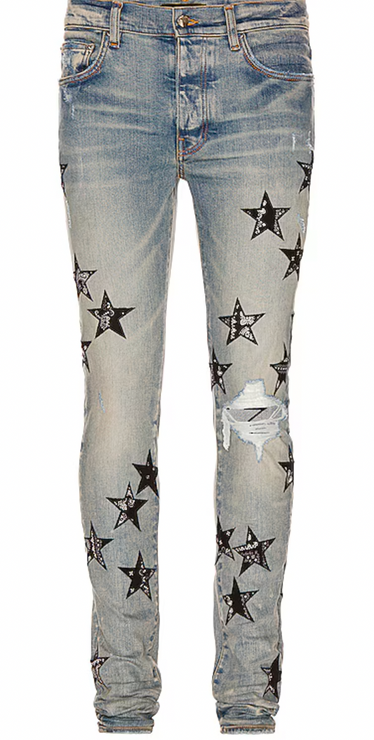 Amiri Bandana Star Patch Jeans Clay Indigo